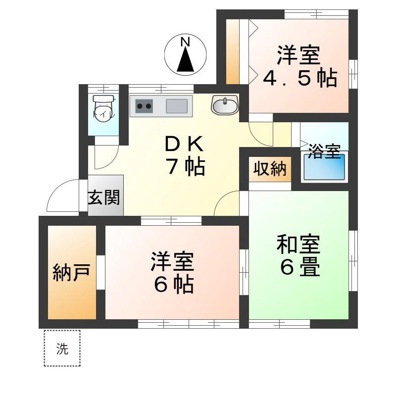 澤井ハイツ(3SDK/1階)の間取り写真