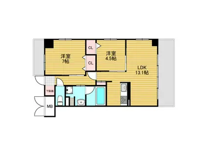 エトワール新大阪(1K/7階)の間取り写真