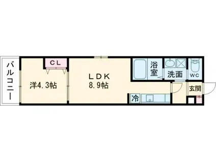 ALEGRIA垂水(1LDK/1階)の間取り写真