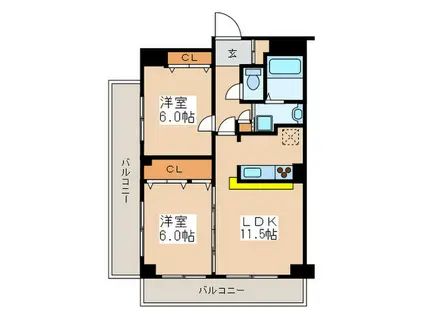 シャンティ・エム(2LDK/2階)の間取り写真