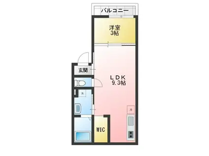 くぬぎ山3階建共同(1K/3階)の間取り写真