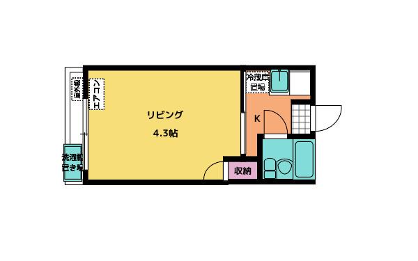 梶原ビル(1K/3階)の間取り写真