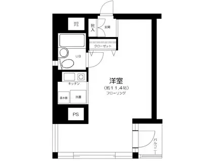広洋フォルム横浜(ワンルーム/2階)の間取り写真