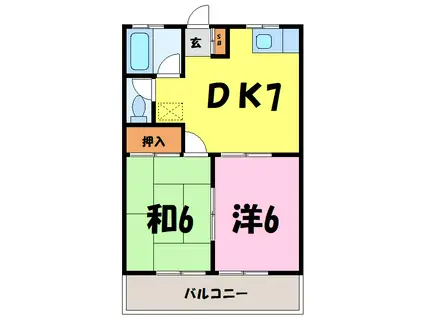 エトアール畑 2F(2DK/2階)の間取り写真