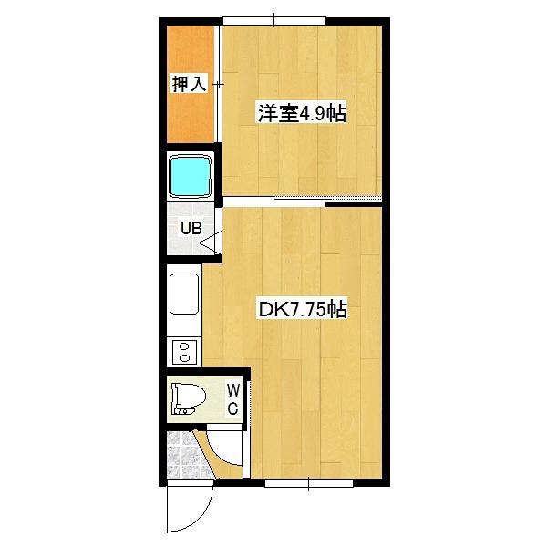 レジデンスFK(1DK/2階)の間取り写真