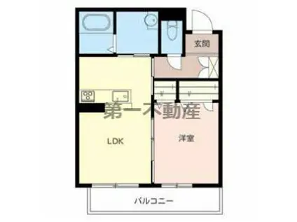 グリーン セント 上中(1LDK/2階)の間取り写真