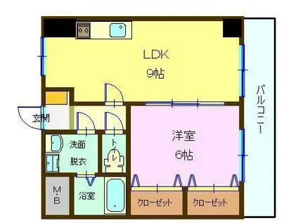 リバーコートC(1LDK/3階)の間取り写真