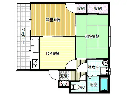 コーポ・ナガセ(2DK/3階)の間取り写真