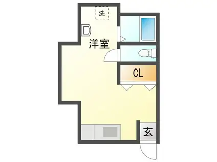 馳出ライフ(ワンルーム/1階)の間取り写真