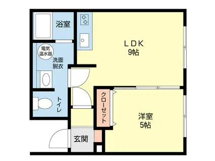 ローズヒル(1DK/1階)の間取り写真