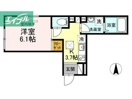 カーサ・リアライズ寿町(1K/2階)の間取り写真