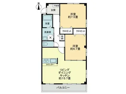 フォブールイデアル(2LDK/1階)の間取り写真