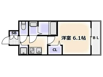 プレサンス難波駅前(1K/6階)の間取り写真