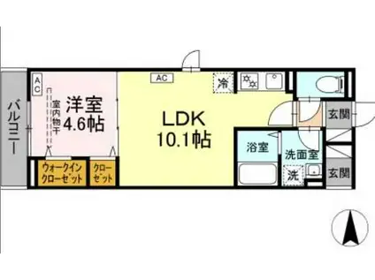 ディーブレス大倉山(1LDK/3階)の間取り写真