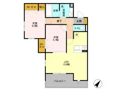 ベラヴィスタ蘇我(2LDK/1階)の間取り写真