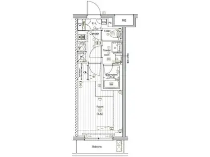 THE PREMIUM CUBE G 大崎(1K/1階)の間取り写真