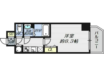 ソルテラス都島本通(1K/3階)の間取り写真