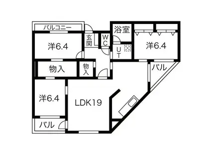 グランディール八事石坂(3LDK/1階)の間取り写真