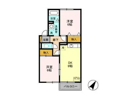 リヴェール(2DK/2階)の間取り写真