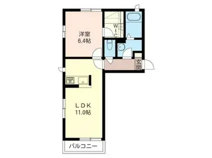 ティーズハウスC棟(1LDK/2階)の間取り写真