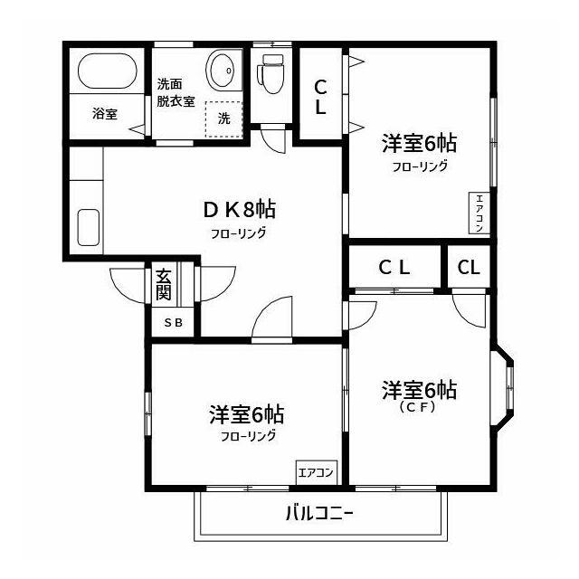 グリーンベル(3DK/2階)の間取り写真