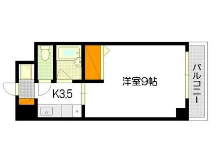 ラフィーネ幟町(1K/9階)の間取り写真