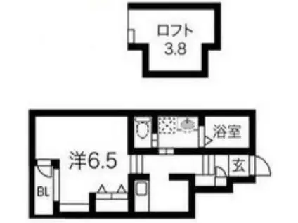 あんしん宮川町(ワンルーム/1階)の間取り写真