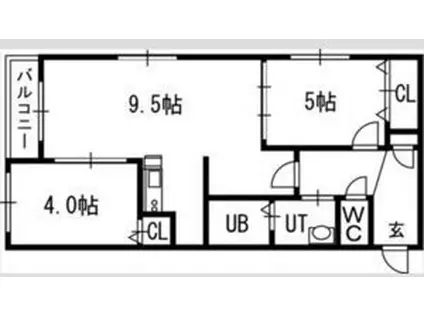 クラッセ円山 イースト(2LDK/4階)の間取り写真