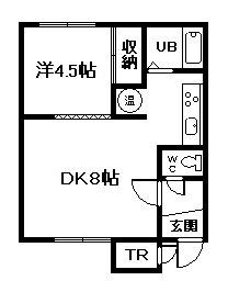 ハイツエルム(1DK/2階)の間取り写真