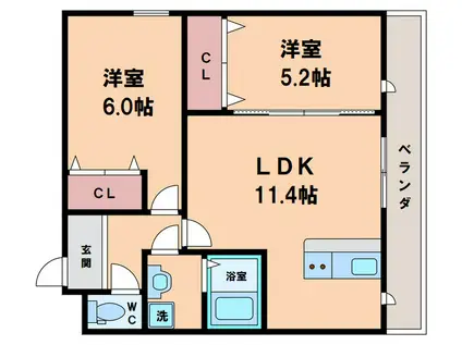 メゾンルミエール(2LDK/2階)の間取り写真