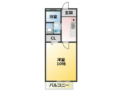 ヴァレ・ディヴィニテ(1K/1階)の間取り写真