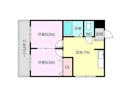 サンサーラ新大阪(2DK/2階)の間取り写真