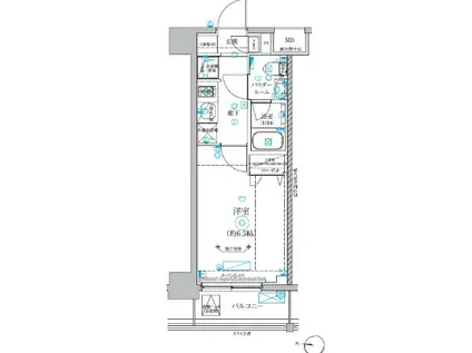 RELUXIA横濱東(1K/6階)の間取り写真