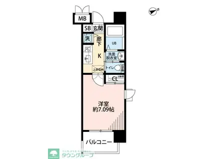 サヴォイ ザ・ブルネット(1K/8階)の間取り写真