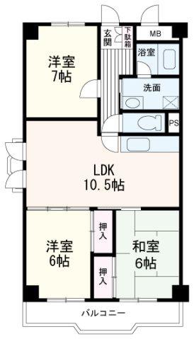 アームズ皆実(3LDK/7階)の間取り写真