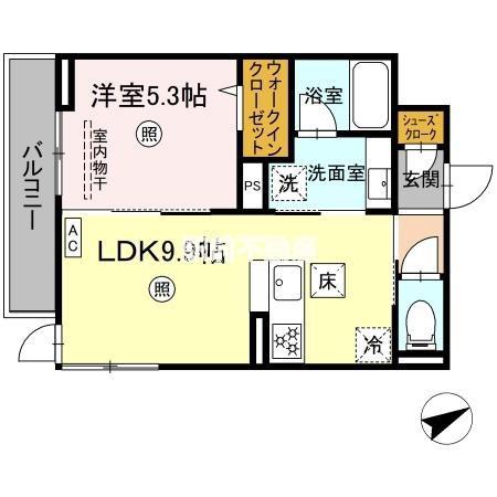 アベリアII番館(1LDK/1階)の間取り写真