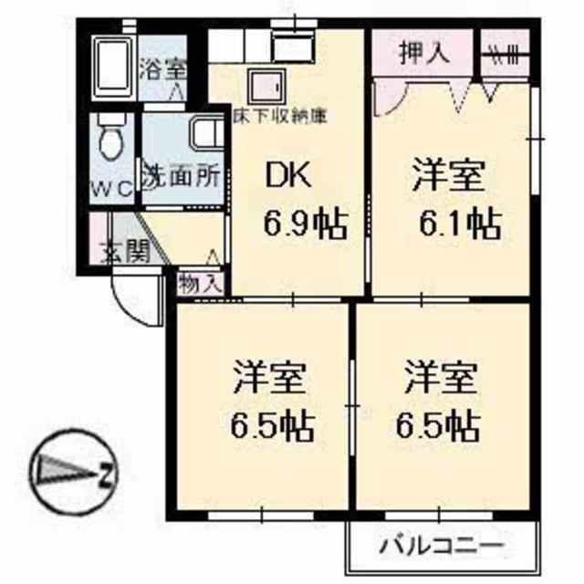 メゾンドフルールA(3DK/1階)の間取り写真
