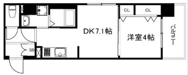 ベラジオ雅び京都西院II(1DK/4階)の間取り写真