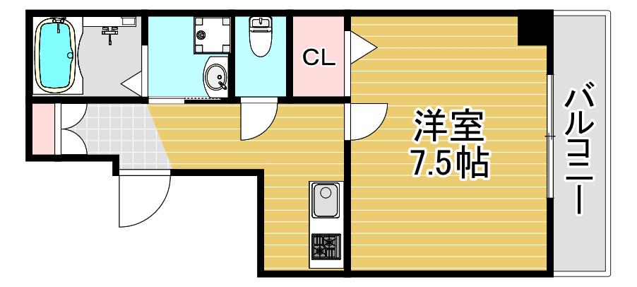 アネックス此花(1K/8階)の間取り写真