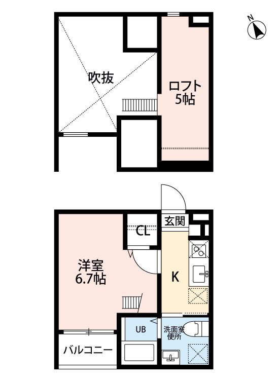 アルモ四女子(1K/1階)の間取り写真