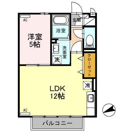 シャルトボナール(1LDK/2階)の間取り写真