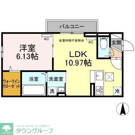 ラリュール谷在家(1LDK/2階)の間取り写真