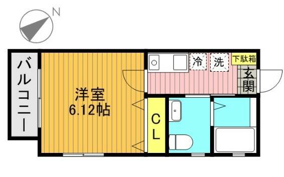 ピエール上永谷(1K/1階)の間取り写真