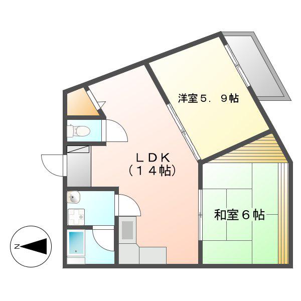 メゾン赤坂(2LDK/3階)の間取り写真