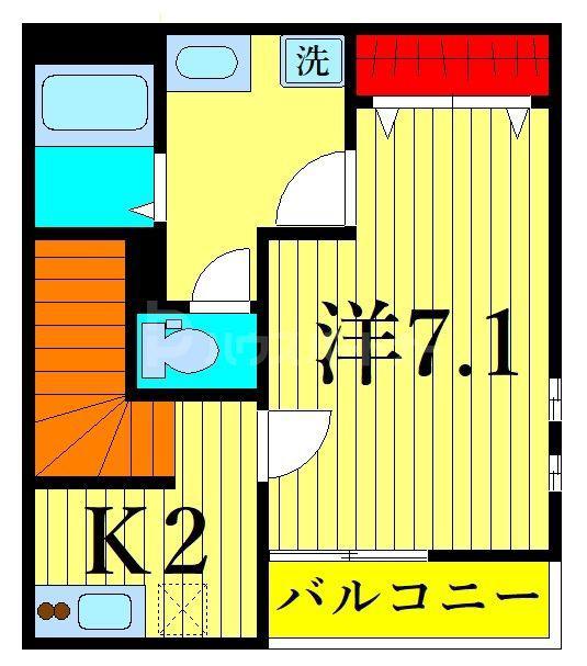リブリ・KITAKASAI(1K/2階)の間取り写真