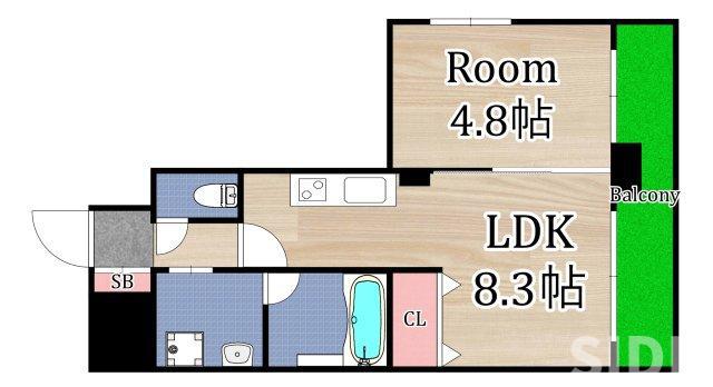プレジオ都島(1LDK/6階)の間取り写真