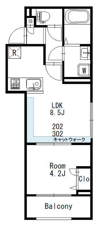 LA PAUSE 北千住(1LDK/2階)の間取り写真