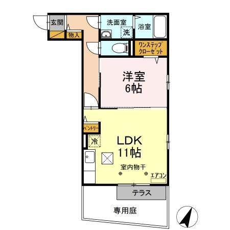 ベルデュール(1LDK/2階)の間取り写真