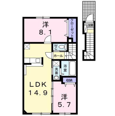 VILLA 佐藤 E(2LDK/2階)の間取り写真