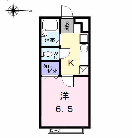 アムール英(1K/2階)の間取り写真